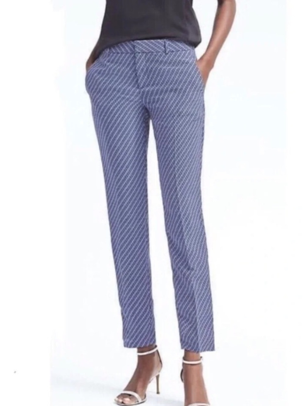 Banana Republic Women’s Blue Geometric Avery Foulard Brocade Pants Size 6